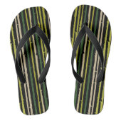 Groene bamboe strepen op zwarte Teenslippers (Voetbed)