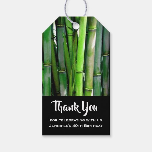 Groene Bamboestengels Natuurfotografie Cadeaulabel (Voorkant)