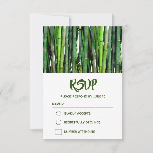 Groene Bamboo Stalks Natuur Fotografie Birthday RSVP Kaartje (Voorkant)