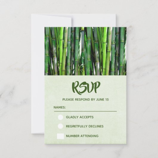 Groene Bamboo Stalks Natuur Fotografie Birthday RSVP Kaartje (Voorkant)