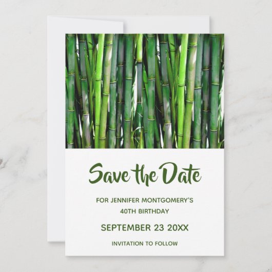Groene Bamboo Stalks Natuur Fotografie Birthday Save The Date (Voorkant)