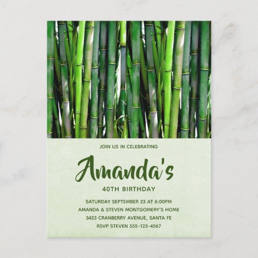 Groene Bamboo Stalks Natuur Fotografie Birthday Uitnodiging Briefkaart (Voorkant)