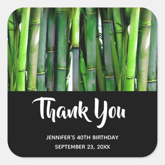Groene Bamboo Stalks Natuur Fotografie Birthday Vierkante Sticker (Voorkant)
