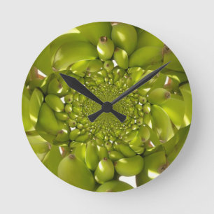 Groene Banaan Kaleidoscoop Kunstprint/Grafiek Ronde Klok