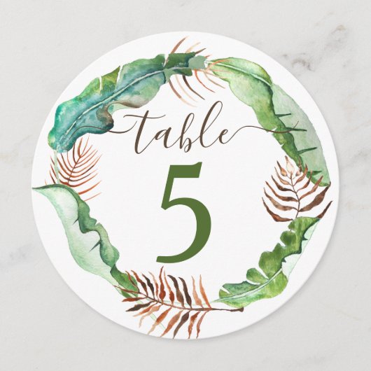 Groene Bananenbladeren Tafelnummer (Voorkant)