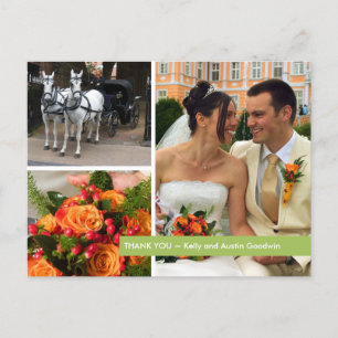 Groene band moderne 3 foto montage dank u opmerkin briefkaart