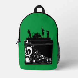 Groene band muziek liefhebber chic bedrukte rugzak