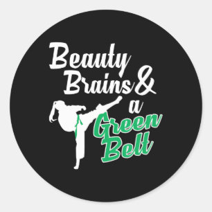 Groene Band Taekwondo Martial Arts Grappige Judo C Ronde Sticker
