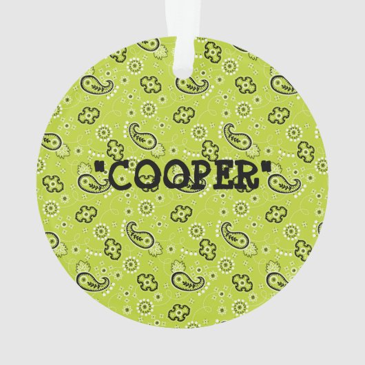 Groene Bandana Huisdier Fotonaam Kerstmis Plezier Ornament (achterkant)