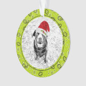 Groene Bandana Huisdier Fotonaam Kerstmis Plezier Ornament (voorkant)