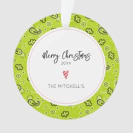 Groene Bandana Patroon NAAM Jaarlijkse Kerstmis Ornament