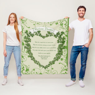 Groene  Banner Iers Zegen Klaver Hart Fleece Deken
