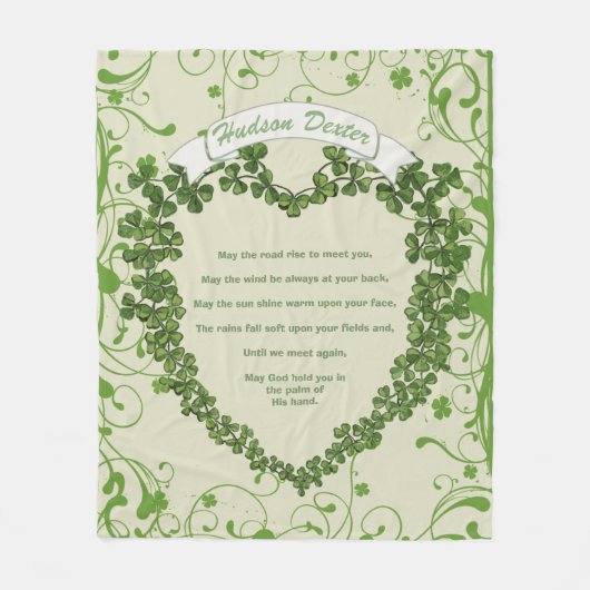 Groene  Banner Iers Zegen Klaver Hart Fleece Deken (Voorkant)