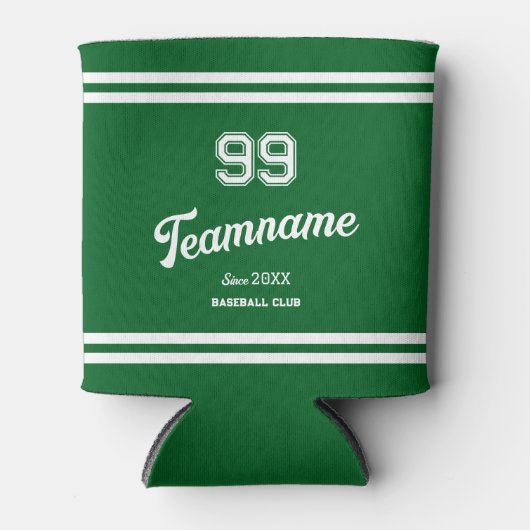 Groene Baseball Custom Player Nummer & Team Naam Blikjeskoeler (Voorkant)