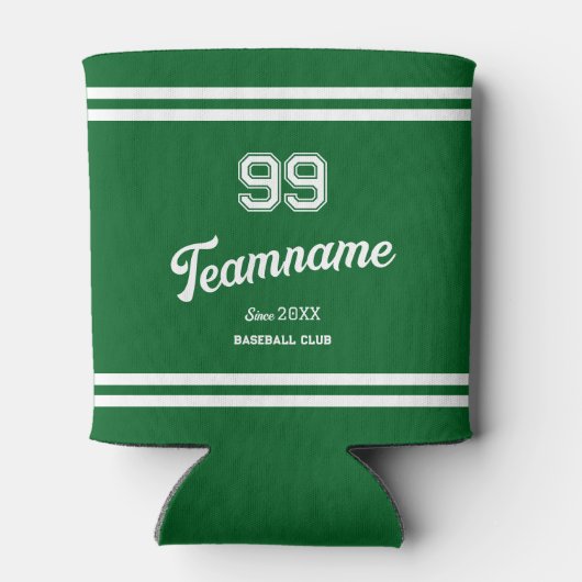 Groene Baseball Custom Player Nummer & Team Naam Blikjeskoeler (Achterkant)