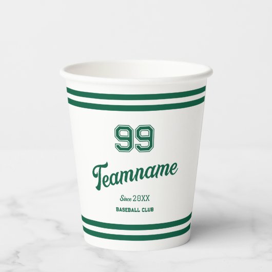 Groene Baseball Custom Player Nummer & Team Naam Papieren Bekers (Achterkant)