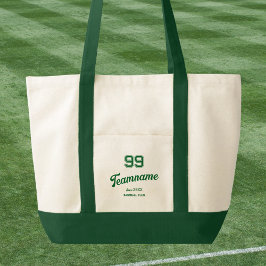 Groene Baseball Custom Player Nummer & Team Naam Tote Bag