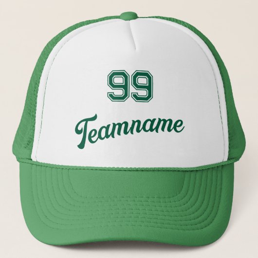 Groene Baseball Custom Player Nummer & Team Naam Trucker Pet (Voorkant)