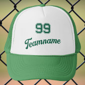 Groene Baseball Custom Player Nummer & Team Naam Trucker Pet