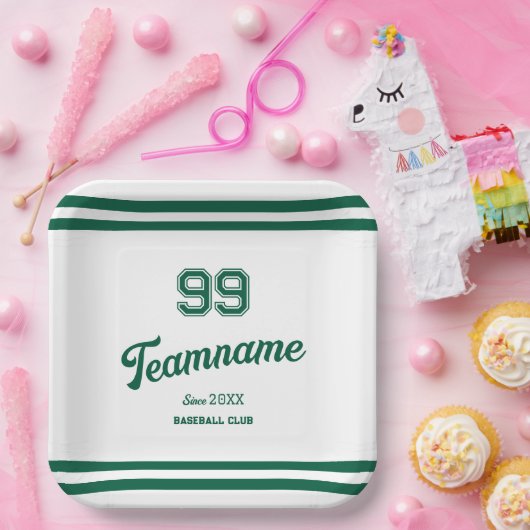 Groene Baseball Custom Player Nummer & TeamName Papieren Bordje (Feest)