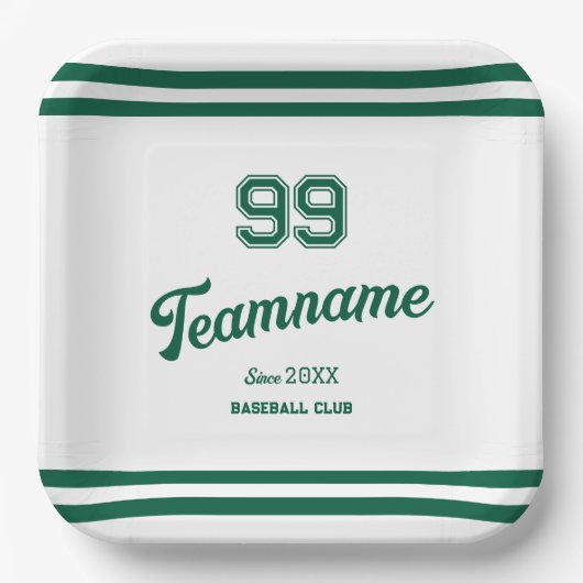 Groene Baseball Custom Player Nummer & TeamName Papieren Bordje (Voorkant)