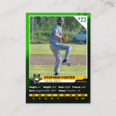 Groene Baseball Trading Kaart Foto Baseball Logo Contactkaartje (Voorkant)