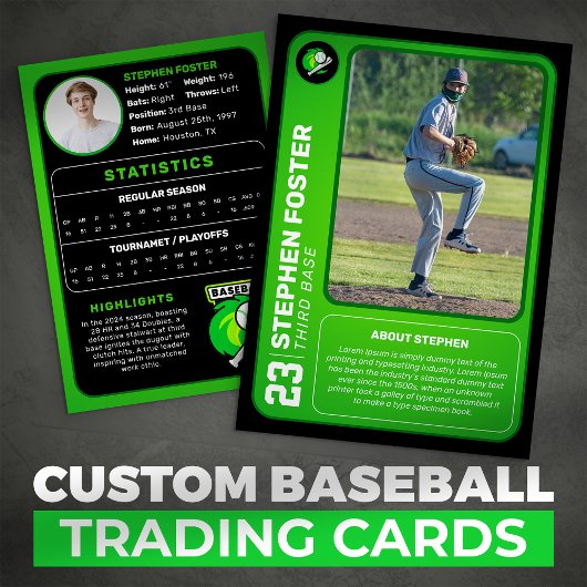 Groene Baseball Trading Kaart Gift Baseball Player Contactkaartje