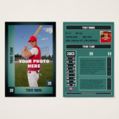 Groene Baseball Trading Kaart Stats (Voorkant /achterkant)