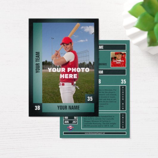 Groene Baseball Trading Kaart  Stats (Bureau)