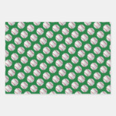 Groene Baseball Wrapping Papier Flat Sheet Set van Inpakpapier Vel (Voorkant 3)