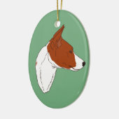 Groene Basenji Ornament (Links)