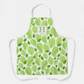 Groene Basil Herb Leaf Pattern Botanical Monogram Schort (Voorkant)