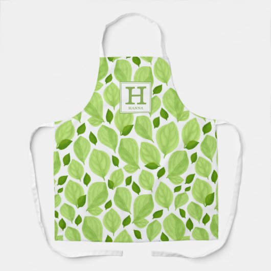 Groene Basil Herb Leaf Pattern Botanical Monogram Schort (Voorkant)