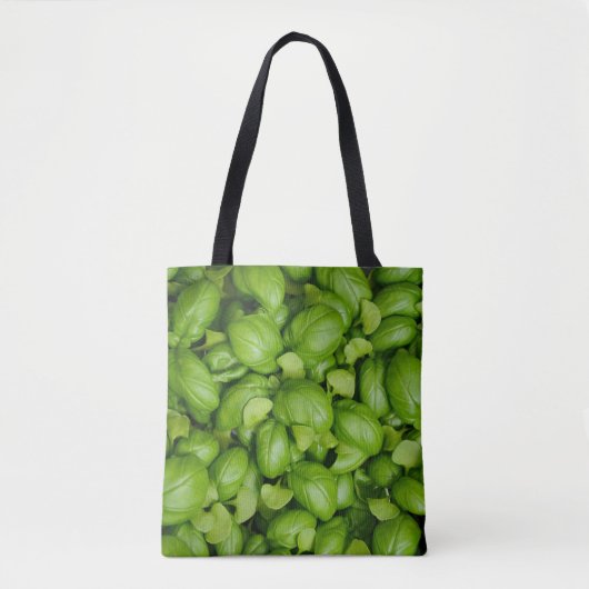 Groene basilicumbladeren tote bag (Voorkant)