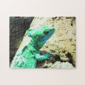 Groene basilisszard reptiel legpuzzel (Horizontaal)
