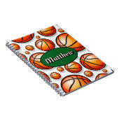 Groene basketbal patroon naam notitieboek (Rechterzijde)