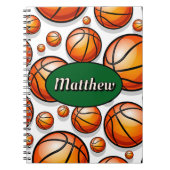 Groene basketbal patroon naam notitieboek (Voorkant)