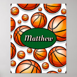 Groene basketbal patroon naam poster