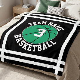 Groene Basketbal Teamnaam & Spelernummer Sporten Fleece Deken