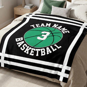 Groene Basketbal Teamnaam & Spelernummer Sporten Fleece Deken