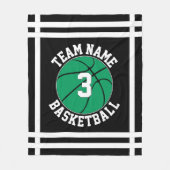 Groene Basketbal Teamnaam & Spelernummer Sporten Fleece Deken (Voorkant)