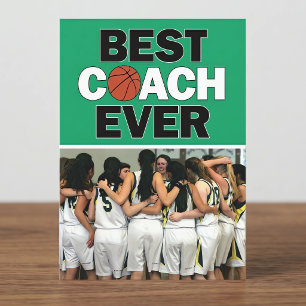 Groene Basketbalcoach Best Aller Tijden Aangepaste Bedankkaart