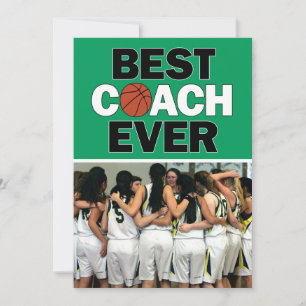 Groene Basketball Coach Best Ever Custom Foto Bedankkaart