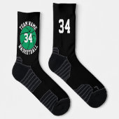 Groene Basketball Player Team Name & Number Sports Sokken (Rechts)