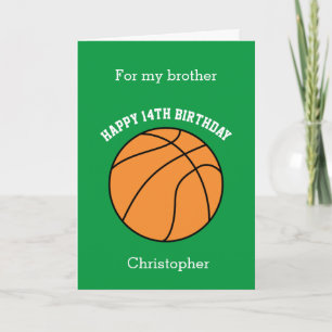Groene Basketball Sport 14e verjaardag kaart