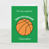 Groene Basketball Sport 9th Birthday Card Kaart (Voorkant)