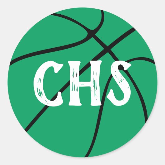 Groene Basketball Team Party, Pep Rally of Event Ronde Sticker (Voorkant)