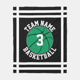 Groene Basketball-teamnaam & Player-nummerpoorten Fleece Deken
