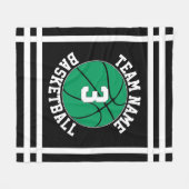 Groene Basketball-teamnaam & Player-nummerpoorten Fleece Deken (Voorkant (Horizontaal))