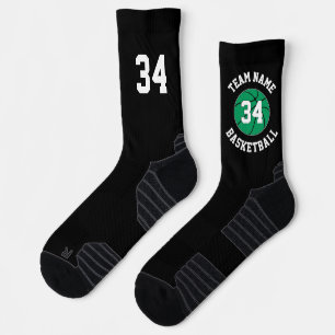 Groene Basketbalspeler Teamnaam en Nummer Sokken